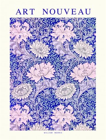 Plakat Art Nouveau blue William Morris, 30x40 cm., Spliid